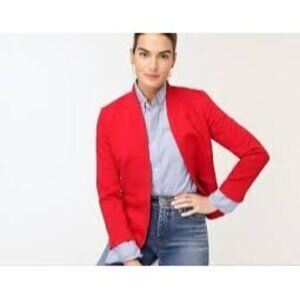J.Crew Womens Red Open Blazer Jacket Size 14 Viscose Blend NWOT